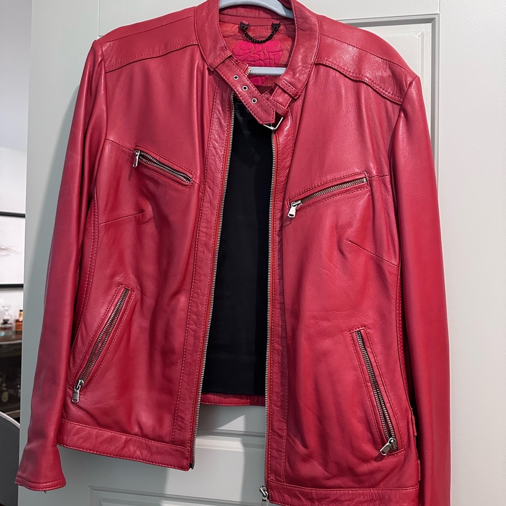 Love your body red lamb skin leather!